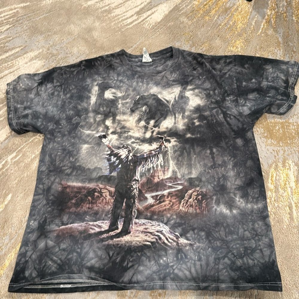 The Mountain T Shirt Vintage Retro Indian Lightning Horses size L USA Tie Dye